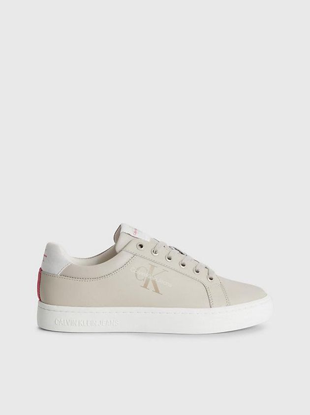 Calvin Klein USA Leather Womens Sneakers Beige 9641370-DY